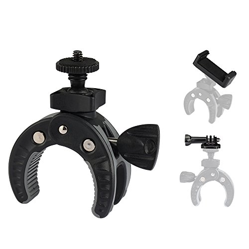 UTEBIT Soporte para Cámara, Abrazadera con Rosca de 1/4" Soporte Gopro Bicicleta Adaptador Gopro Giratorio de 180 Grados Soporte para Teléfono para Gopro Smartphone Cámara de Acción DSLR