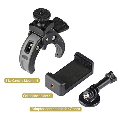 UTEBIT Soporte para Cámara, Abrazadera con Rosca de 1/4" Soporte Gopro Bicicleta Adaptador Gopro Giratorio de 180 Grados Soporte para Teléfono para Gopro Smartphone Cámara de Acción DSLR