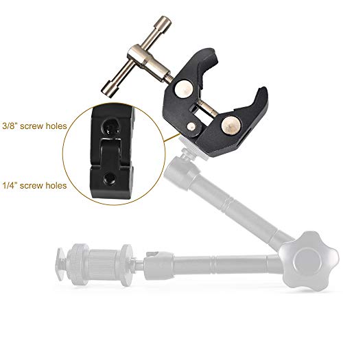 UTEBIT Superclamp Ball Head Shoe Mount Aluminum Alloy Ballhead Articulated Camera Clamp and Screw 3/8" 1/4" for Cameras, Flash Light, Tripod,LCD/DV Monitor, LED Lights