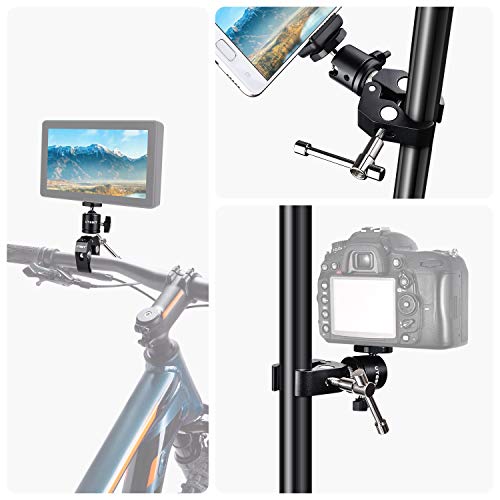 UTEBIT Superclamp Ball Head Shoe Mount Aluminum Alloy Ballhead Articulated Camera Clamp and Screw 3/8" 1/4" for Cameras, Flash Light, Tripod,LCD/DV Monitor, LED Lights