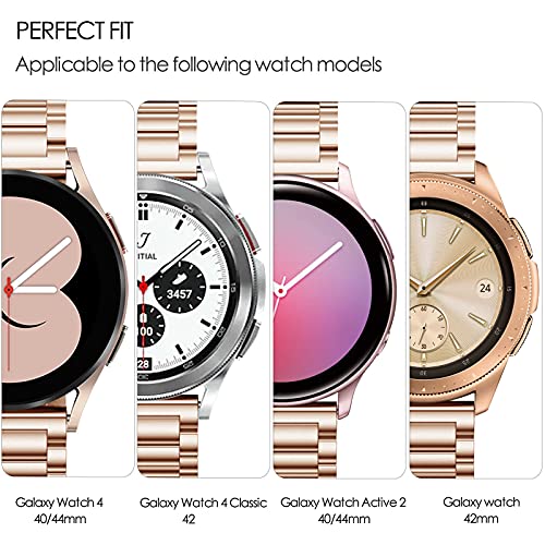 V-MORO Pulsera compatible con Samsung Galaxy Watch 4 40 mm/44 mm/Galaxy Watch 4 Classic 42 mm, 20 mm, acero inoxidable, correa de repuesto para Galaxy Watch 4 / Galaxy Watch 4 Classic 42 mm, oro rosa