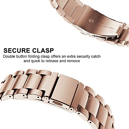 V-MORO Pulsera compatible con Samsung Galaxy Watch 4 40 mm/44 mm/Galaxy Watch 4 Classic 42 mm, 20 mm, acero inoxidable, correa de repuesto para Galaxy Watch 4 / Galaxy Watch 4 Classic 42 mm, oro rosa