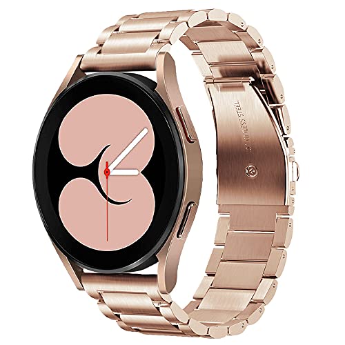 V-MORO Pulsera compatible con Samsung Galaxy Watch 4 40 mm/44 mm/Galaxy Watch 4 Classic 42 mm, 20 mm, acero inoxidable, correa de repuesto para Galaxy Watch 4 / Galaxy Watch 4 Classic 42 mm, oro rosa