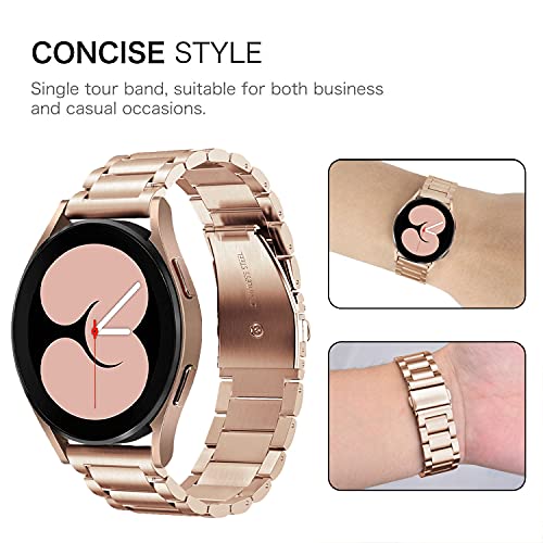 V-MORO Pulsera compatible con Samsung Galaxy Watch 4 40 mm/44 mm/Galaxy Watch 4 Classic 42 mm, 20 mm, acero inoxidable, correa de repuesto para Galaxy Watch 4 / Galaxy Watch 4 Classic 42 mm, oro rosa