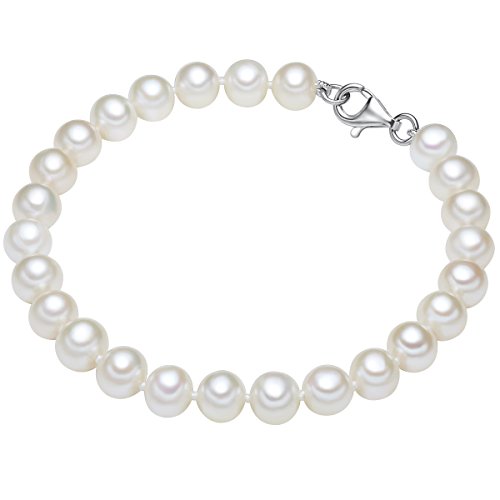 Valero Pearls Plata de ley 925 Perlas de agua dulce de cultivo Pulsera de perlas