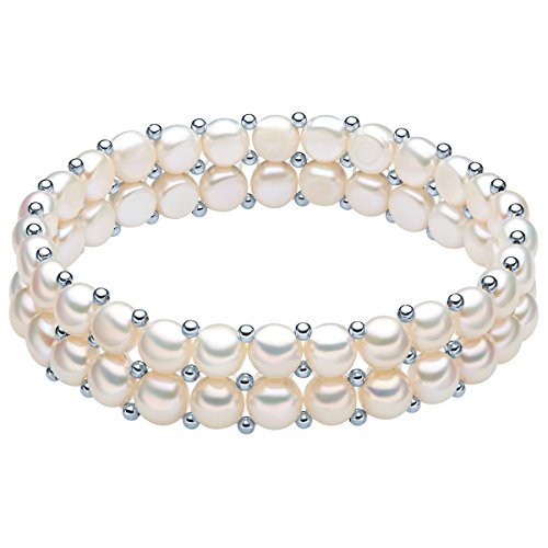 Valero Pearls Plata de ley 925 Perlas de agua dulce de cultivo Pulsera de perlas