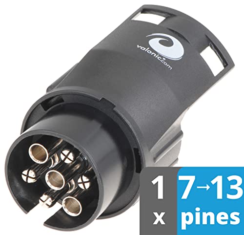 valonic Adaptador Enchufe Remolque | 7 a 13 | Accesorios para Caravana, Coche, camión, Porta bicis | 7 Pines a 13 Pines