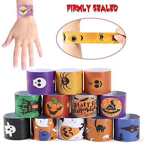 vamei 48 Piezas Juguetes Fiesta Halloween Pulseras de Bofetada Niños Slap Pulsera Halloween Regalo Artículos de Fiesta Cumpleaños