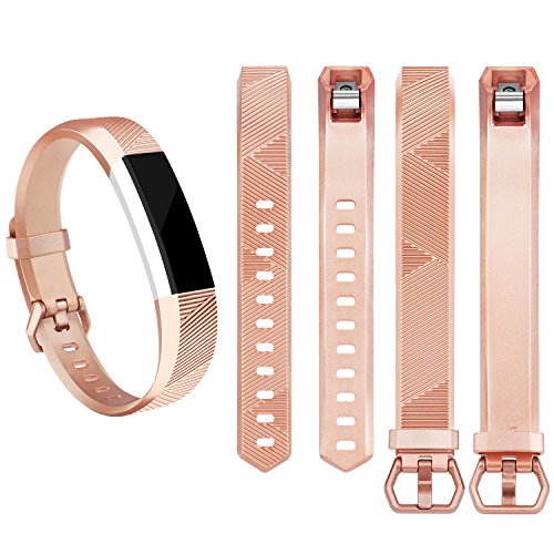 Vancle Pack de 3 bandas compatibles con Fitbit Alta HR y Fitbit Alta Correa de repuesto deportiva ajustable para Fitbit Alta HR/Fitbit Alta (oro rosa/oro/negro, S)