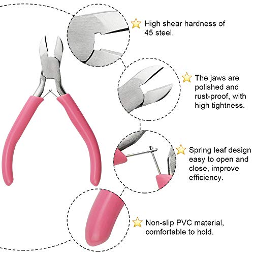 VCRANONR Alicates Joyería 3 Piezas Herramientas de Joyería para Principiantes Alicate de Punta Redonda Alicate de Corte Lateral Alicate en Punta Juego de Alicates Precisión para Hacer Bisutería