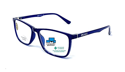 VENICE EYEWEAR OCCHIALI | Gafas de lectura con filtro bloqueo de luz azul para gaming, ordenador, móvil. Anti fatiga professional ULTRALIGERAS y resistentes (Azul con bloqueo de luz azul, +3.50)