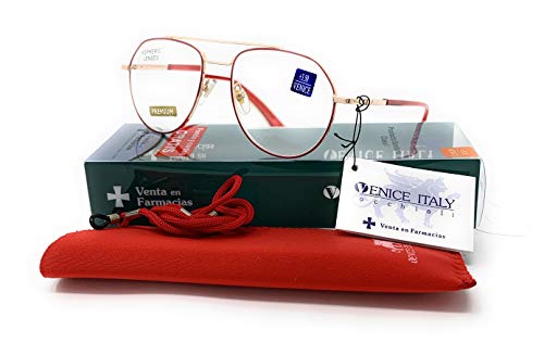 VENICE EYEWEAR OCCHIALI | Gafas de lectura Mujer Moda Diseño Piloto en Colores: Verde, Rojo. VENICE Piloto - Dioptrías: 1 a 3,5 (Rojo, 2,50)