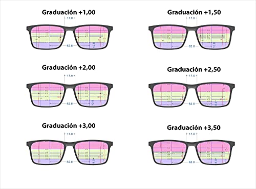 VENICE EYEWEAR OCCHIALI | Gafas de lectura multifocales progresivas, presbicia, vista cansada, Progresivo. Diseño en 5 Colores. VENICE MULTIFOCUS - Dioptrías: 1 a 3,5 (Negro, +1,00)