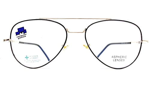 VENICE EYEWEAR OCCHIALI | New Model Gafas de lectura con filtro bloqueo luz azul para gaming, ordenador, móvil. ULTIMA MODA Anti fatiga PILOTO unisex venice (Gold Black, +1,50)