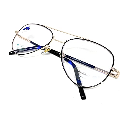 VENICE EYEWEAR OCCHIALI | New Model Gafas de lectura con filtro bloqueo luz azul para gaming, ordenador, móvil. ULTIMA MODA Anti fatiga PILOTO unisex venice (Gold Black, +1,50)