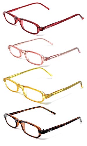 VENICE EYEWEAR OCCHIALI | Pack de 4 unidades de Gafas de lectura UNISEX, presbicia, vista cansada, Diseño en Colores"555" - Dioptrías: 1 a 3,5 (Pack 4u - Rosa, Amarillo, Verde y Marrón, 3,00)
