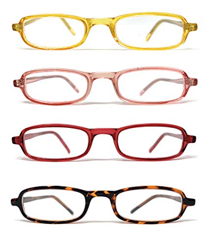 VENICE EYEWEAR OCCHIALI | Pack de 4 unidades de Gafas de lectura UNISEX, presbicia, vista cansada, Diseño en Colores"555" - Dioptrías: 1 a 3,5 (Pack 4u - Rosa, Amarillo, Verde y Marrón, 3,00)