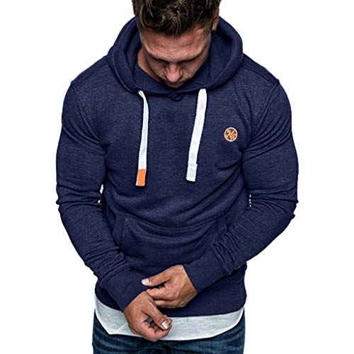 ¡Venta de liquidación! Sudadera con Capucha Hombre Hoodie Adolescentes Chico Pullover Básico Top Chandal Hombres Blusa Clásico Ropa Deportivos Casual Streetwear Yvelands(Marina G,XXL)