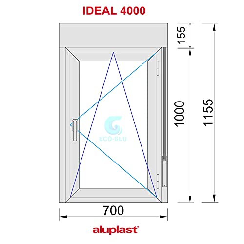 Ventana Pvc 700x1155 con Persiana oscilobatiente derecha 1h