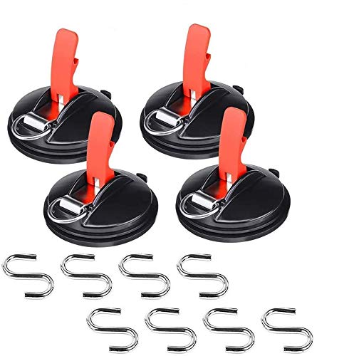 Ventosa de Coche con Ganchos de Seguridad S, Herramienta de anclaje de ventosa multifunción para montaje en coche, lonas de equipaje, tensor de coche (4pcs)