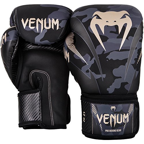 Venum Impact Guantes de Boxeo, Muay thaï, Kick boxing, Camuflaje Oscuro / Arena, 14 Oz