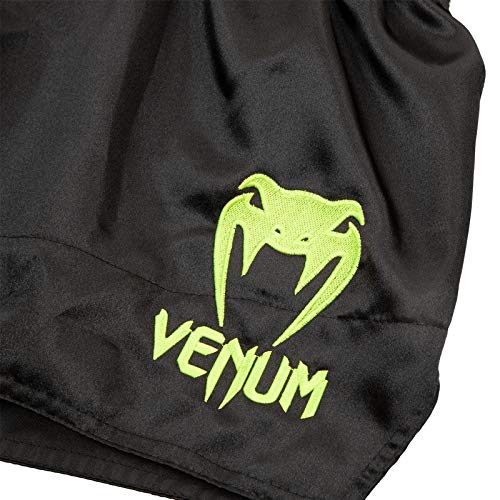 VENUM Pantalones Cortos Classic Thaibox, Unzutreffend, Clásico, Unisex Adulto, Color Schwarz/Neon Gelb, tamaño Medium