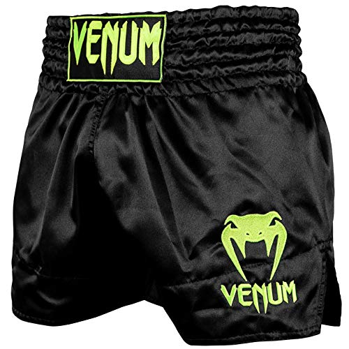 VENUM Pantalones Cortos Classic Thaibox, Unzutreffend, Clásico, Unisex Adulto, Color Schwarz/Neon Gelb, tamaño Medium