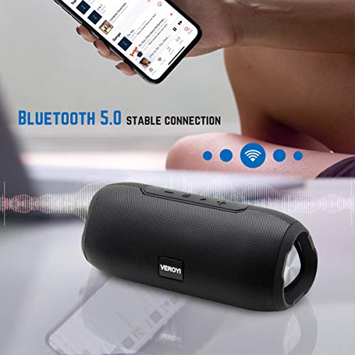 Veroyi Altavoces Bluetooth, Altavoz inalámbrico portátil con Bluetooth 5, Emparejamiento estéreo inalámbrico, Graves mejorados para teléfonos Inteligentes, tabletas y Otros Dispositivos Bluetooth