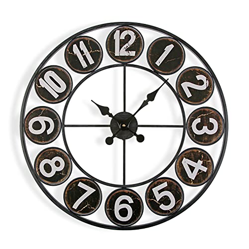 Versa Cradock Reloj de Pared Silencioso Decorativo para la Cocina, el Salón, el Comedor o la Habitación, , Medidas (Al x L x An) 60 x 4 x 60 cm, Metal, Color Negro