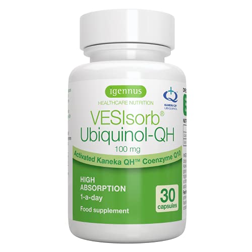 VESIsorb Ubiquinol-QH Coenzima Q10 100mg - Suplemento CoQ10 Kaneka Ubiquinol de alta absorción, fórmula patentada con efecto 6x más duradero, 30 cápsulas