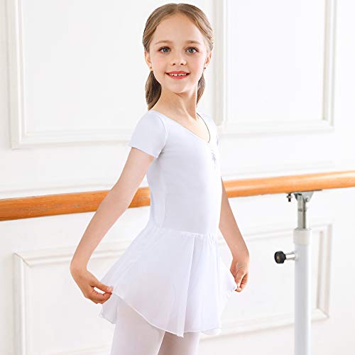 Vestido de Ballet Maillot de Danza Gimnasia Leotardo Algodón Body Clásico para Niña Blanco 140