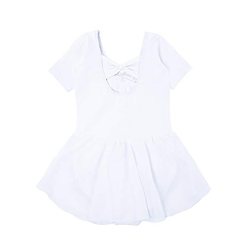 Vestido de Ballet Maillot de Danza Gimnasia Leotardo Algodón Body Clásico para Niña Blanco 140