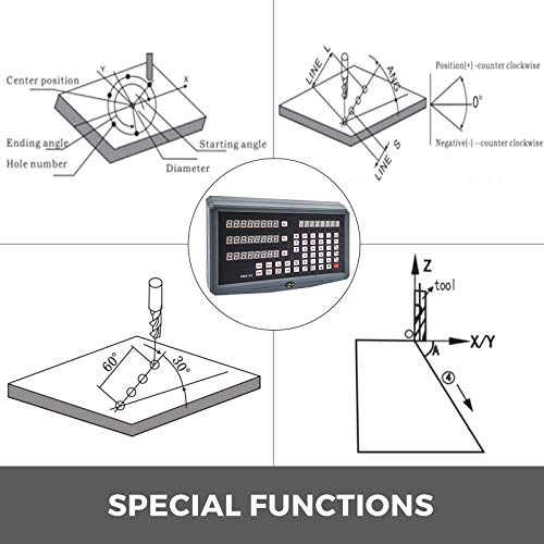VEVOR Regla Digital DRO de 3 Ejes Escala Lineal Escala Lineal Digital Kit de Lectura Digital Pantalla de Lectura Digital, calibre pie de rey, Escala lineal óptica