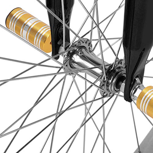 VGEBY Clavijas de Bicicleta, Clavijas de reposapiés de Bicicleta de montaña de aleación de Aluminio Dorado Clavijas de BMX Ligeras para diámetro de rodamiento 0.9‑1cm / 0.35‑0.39in