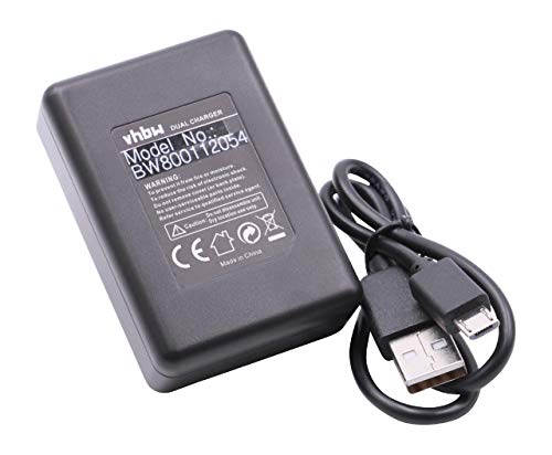 vhbw Cargador batería Dual USB Compatible con Garmin Virb X, X Compact, XE baterías cámaras, videocámaras, DSLR -Soporte Carga
