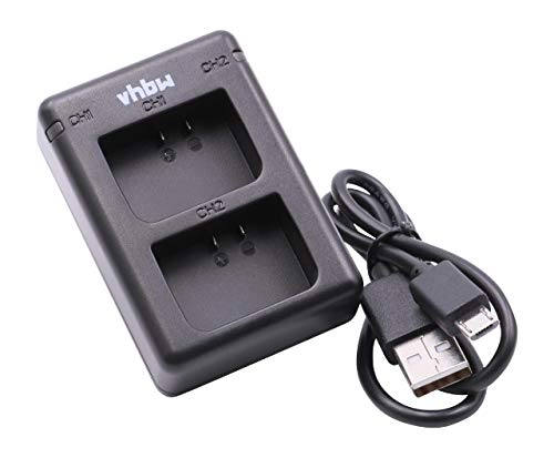 vhbw Cargador batería Dual USB Compatible con Garmin Virb X, X Compact, XE baterías cámaras, videocámaras, DSLR -Soporte Carga