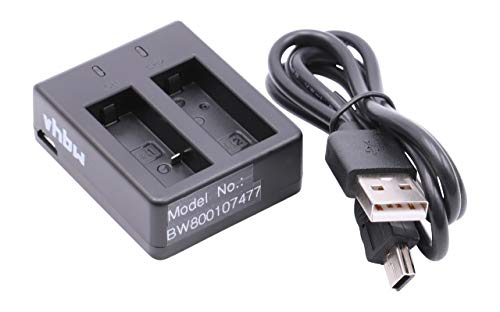 vhbw Cargador Dual USB-C Compatible con Qumox SJ4000 WiFi, SJ5000 WiFi, SJ6000 batería de cámara - Soporte, Indicadores de Carga LED