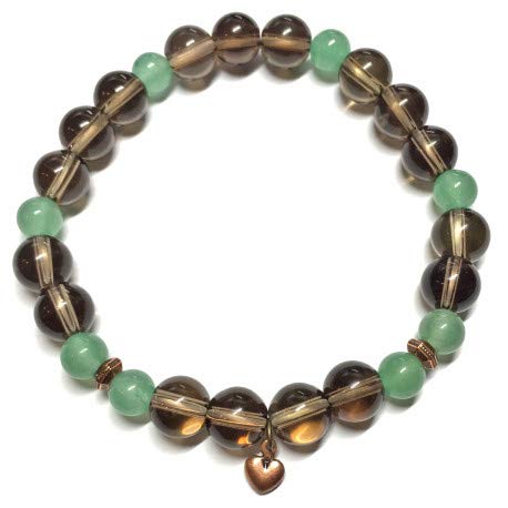 Vibrations Cristallines - Pulsera de aventurina verde y cuarzo ahumado