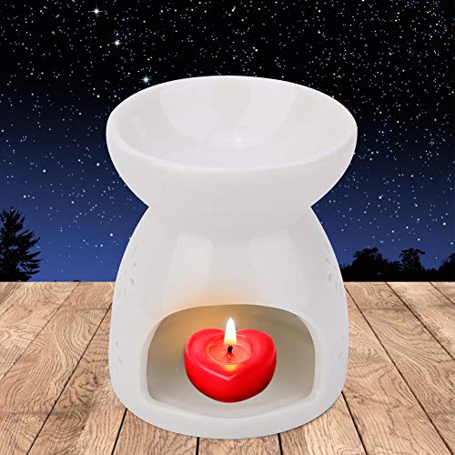 VIFER Lámpara de Fragancia Nocturna Esencia de cerámica Quemador de Aceite Vela Incienso Quemador de Aroma Estufa de aromaterapia(Flor)