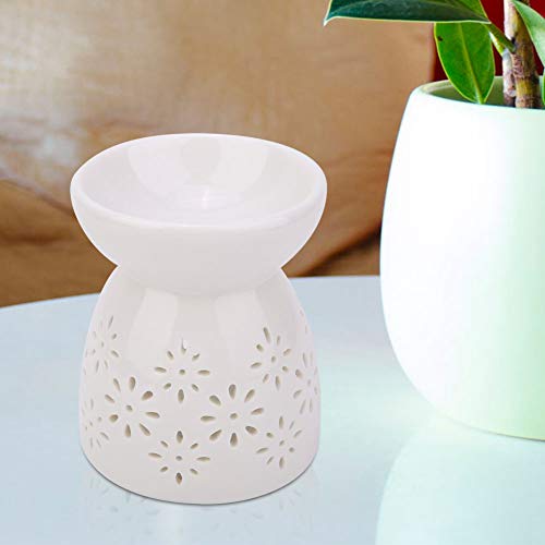 VIFER Lámpara de Fragancia Nocturna Esencia de cerámica Quemador de Aceite Vela Incienso Quemador de Aroma Estufa de aromaterapia(Flor)