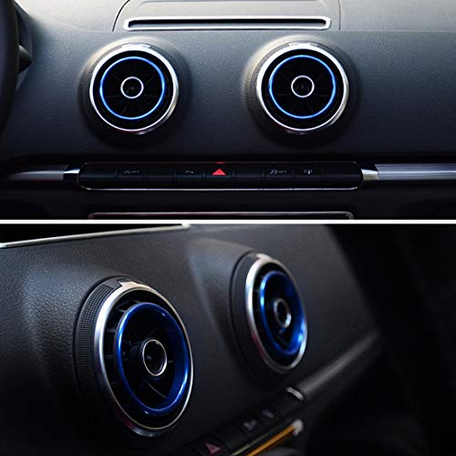 VIGORFLYRUN PARTS LTD 4pcs Coche Aire Acondicionado Ventilación Adorno Decoración Estilo para A3 S3 2013-2016 / Q2 2017, Protección Interior Accesorios - Azul