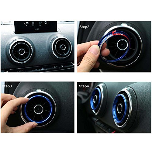 VIGORFLYRUN PARTS LTD 4pcs Coche Aire Acondicionado Ventilación Adorno Decoración Estilo para A3 S3 2013-2016 / Q2 2017, Protección Interior Accesorios - Azul