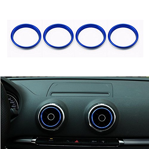 VIGORFLYRUN PARTS LTD 4pcs Coche Aire Acondicionado Ventilación Adorno Decoración Estilo para A3 S3 2013-2016 / Q2 2017, Protección Interior Accesorios - Azul