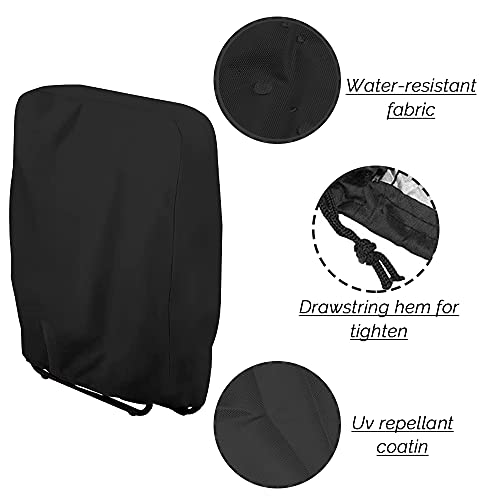 Viilich Funda para sillas plegables, 2 unidades, resistente al viento, a los rayos UV, resistente al agua, para sillas de conferencias, plegables, muebles de jardín, con bolsa de transporte (negro)