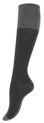 Vincent Creation® 3 pares de Rodilla alta calcetines para mujer con algodón extra fino, gris