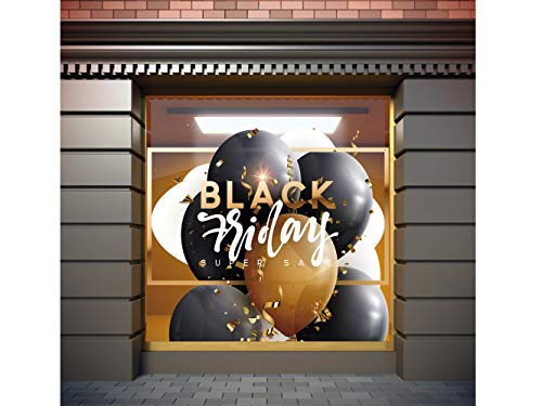 Vinilo Black Friday Escaparates Rebajas Black Friday blanco y dorado | 100 cm de largo x 90 cm de alto | Vinilo Adhesivo | Decora tu escaparate | Pegatinas Adhesivas Escaparate | Vinilos negocios