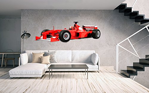 Vinilo Decorativo Pared Formula 1 | Varias Medidas 145x50cm | Color Rojo | Adhesivo Resistente y de Fácil Aplicación |Pegatina Adhesiva Decorativa de Diseño Elegante