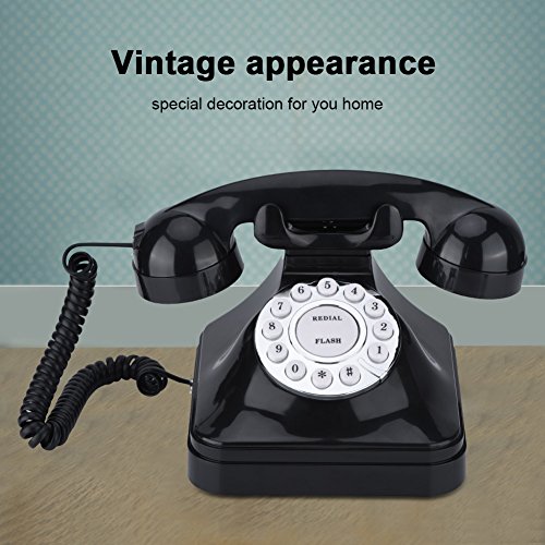 Vintage Phone/Retro Phone, Vintage Classic Multi Function Home Telephone Retro Wire Teléfono Fijo para Oficina casa - Negro