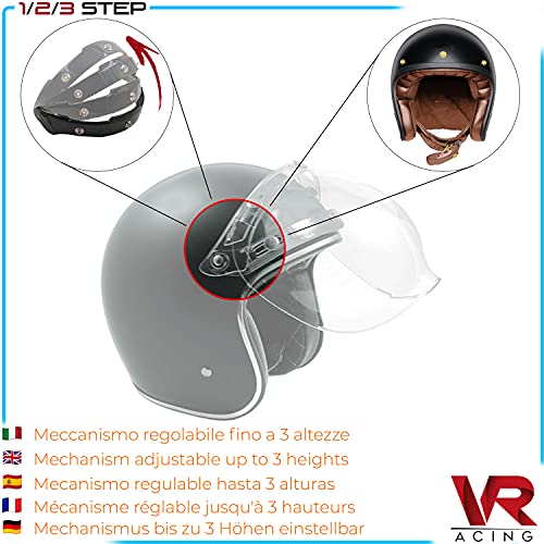 Visera Burbuja Para Casco Jet o Integral 3 Botones Bubble Universal Mecanismo Ajustable en 3 Alturas a Prueba De Viento Para Harley Biltwell Bell DMD Bandit Yam AFX Nolan Agv ( Naranja )