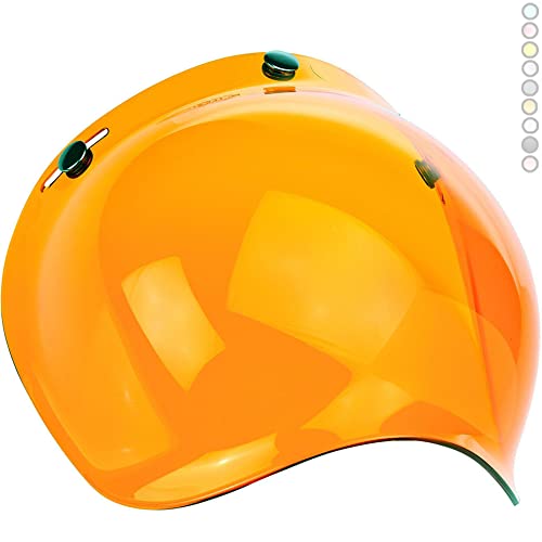 Visera Burbuja Para Casco Jet o Integral 3 Botones Bubble Universal Mecanismo Ajustable en 3 Alturas a Prueba De Viento Para Harley Biltwell Bell DMD Bandit Yam AFX Nolan Agv ( Naranja )